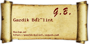Gazdik Bálint névjegykártya